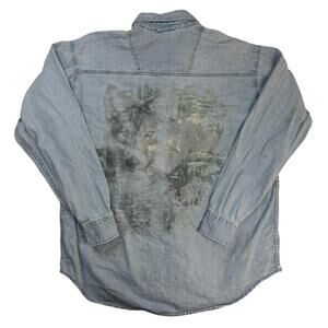 Wolf shirt denim button up men's XL
